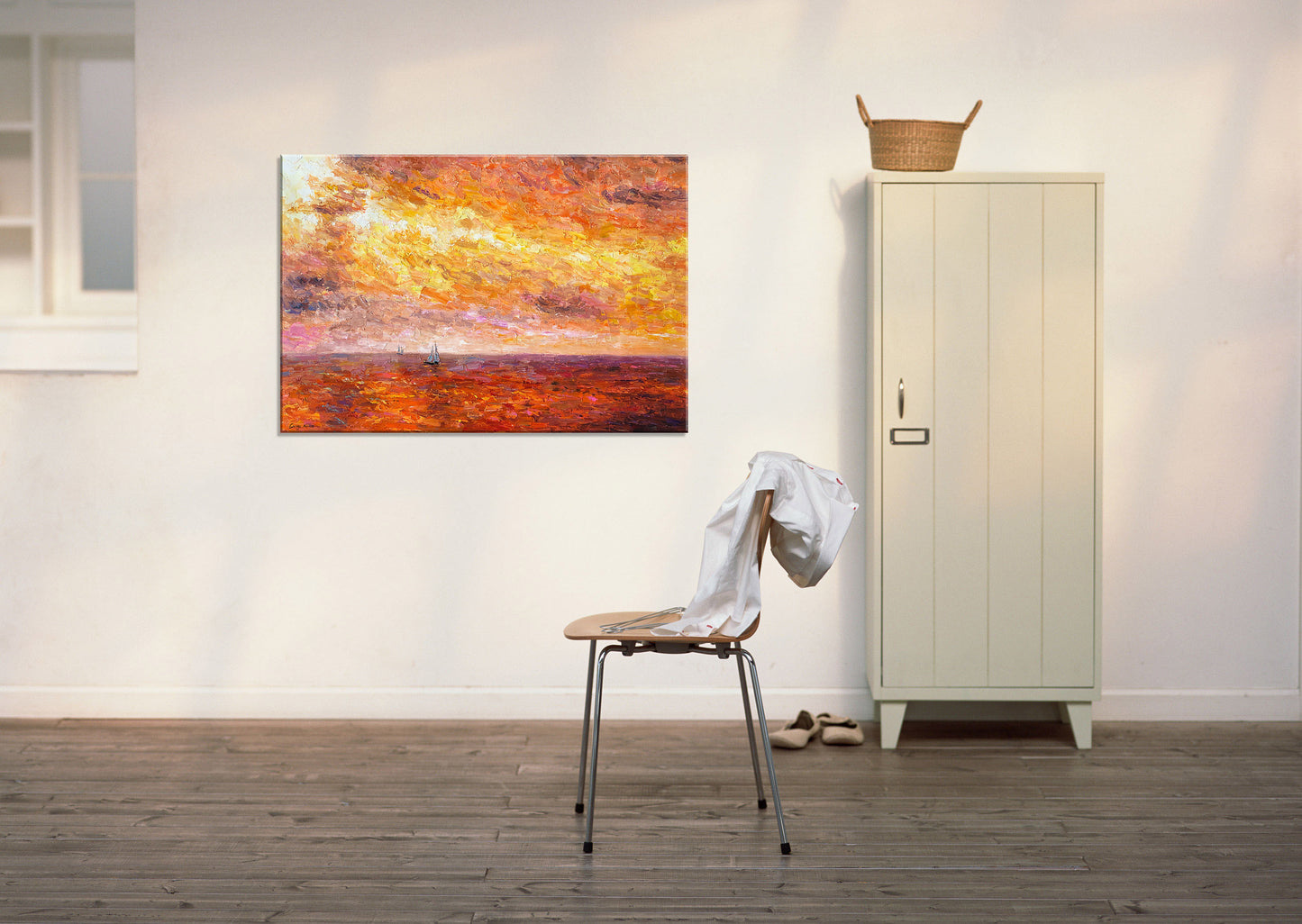 Original Oil Painting: Pacific Sunset Seascape - Modern Wall Art | 32x48 inches, Abstract Painting Seascape, Large Painting, Modern Wall Art
