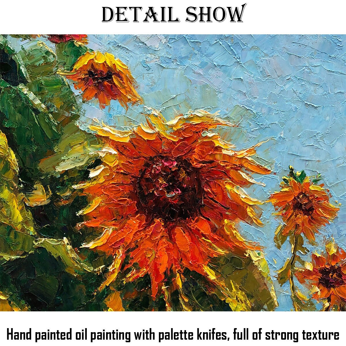 Original Art, Floral Painting, Sunflower Oil Painting, Large Painting, Large Wall Art Canvas, Abstract Art, Palette Knife Art, Spring Art