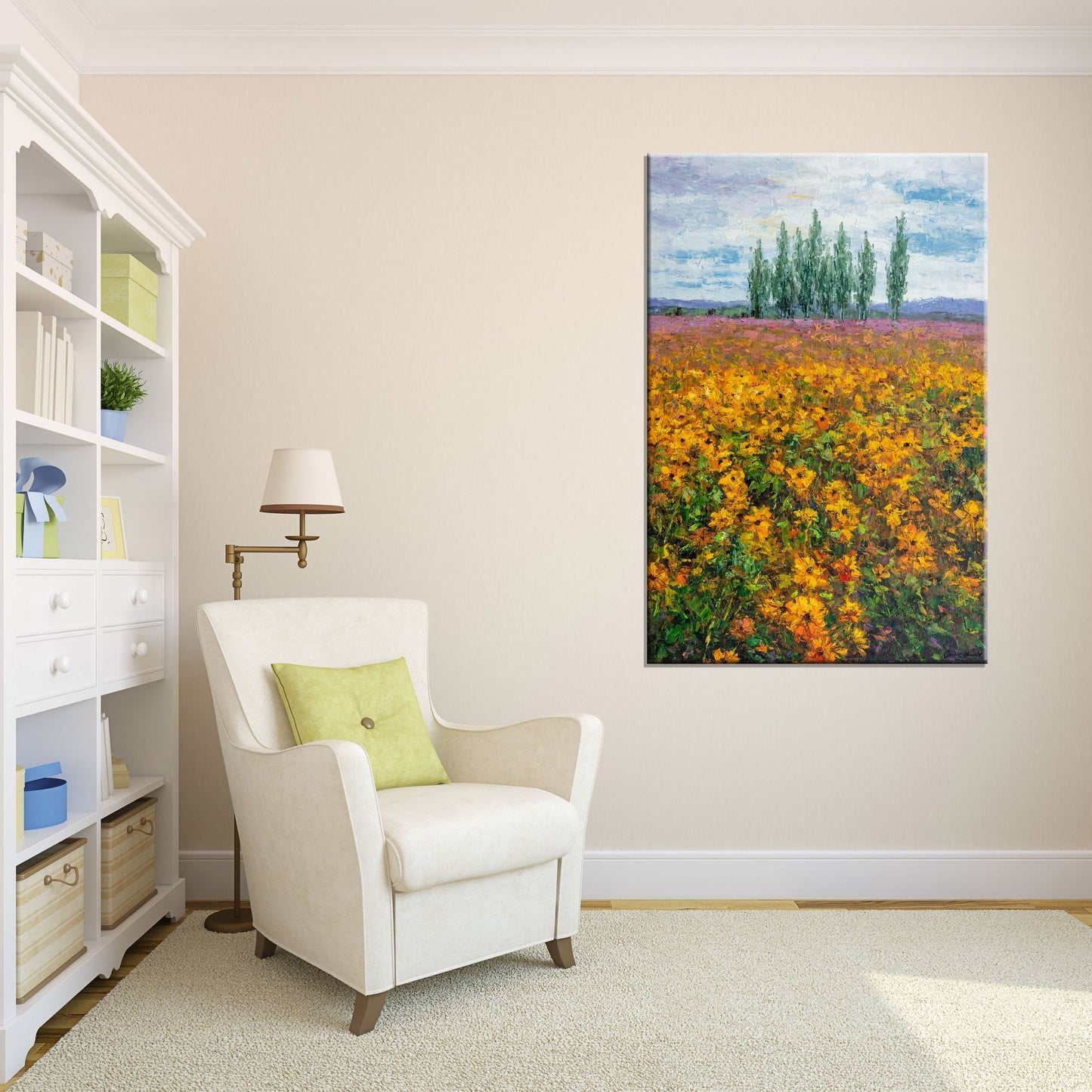 Oil Painting, Sunflower Garden Abstract Painting, Landscape Painting, Abstract Oil Painting, Abstract Landscape, Original Art Abstract
