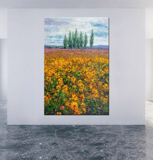 Oil Painting, Sunflower Garden Abstract Painting, Landscape Painting, Abstract Oil Painting,  Abstract Landscape, Original Art Abstract