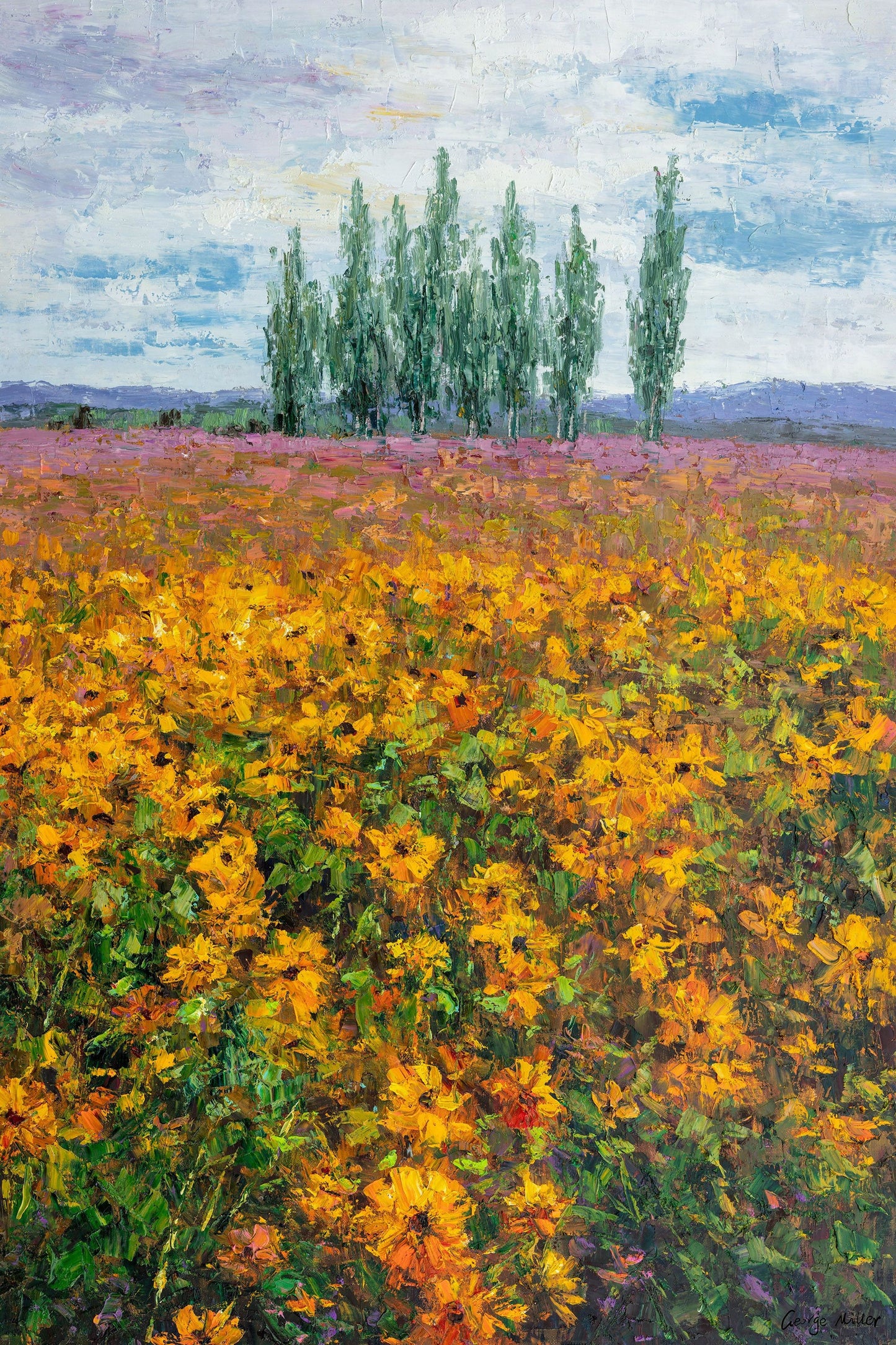 Oil Painting, Sunflower Garden Abstract Painting, Landscape Painting, Abstract Oil Painting, Abstract Landscape, Original Art Abstract