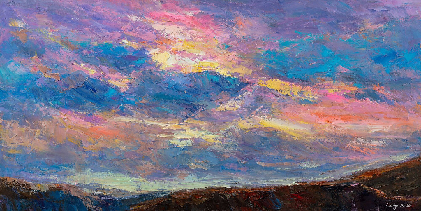 Oil Painting Sunrise in the mountains,  Abstract Canvas Art, Extra Large Wall Art, Modern Art, Painting Abstract, Original Abstract Art