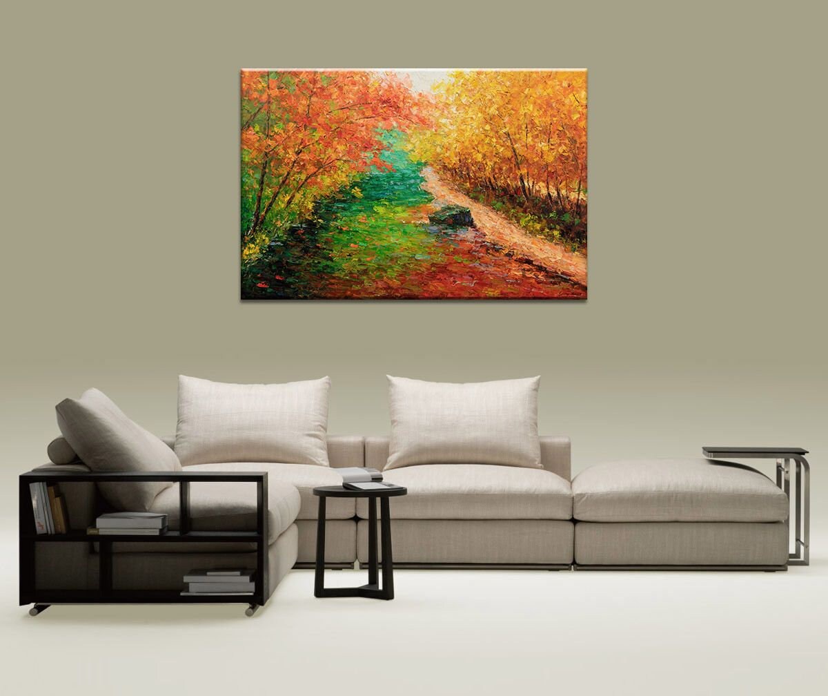 Large Oil Painting, Canvas Art, Original Art, Modern Painting, Oil Painting Landscape, Abstract Oil Painting, Autumn White Birch Forest