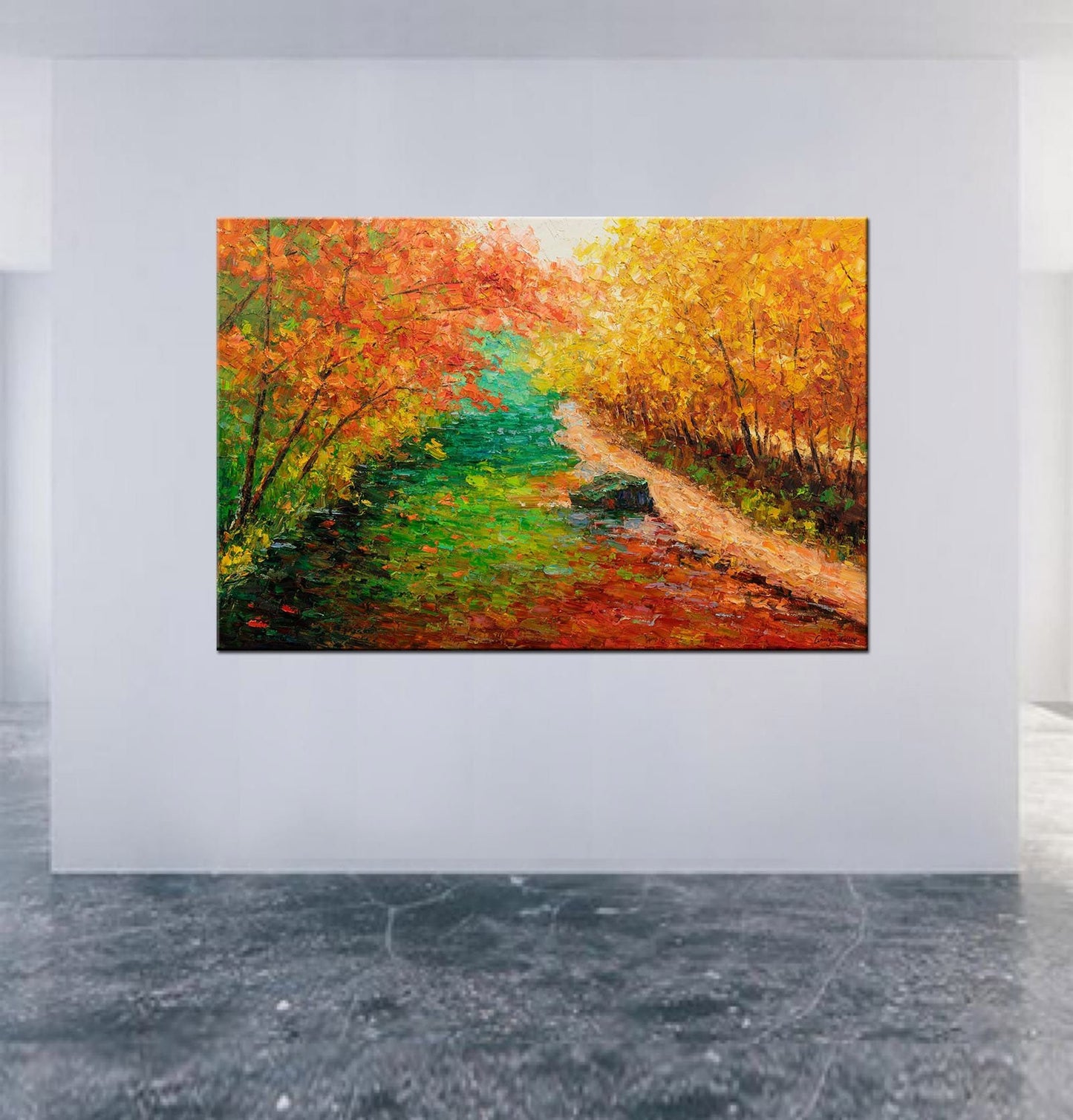 Large Oil Painting, Canvas Art, Original Art, Modern Painting, Oil Painting Landscape, Abstract Oil Painting, Autumn White Birch Forest