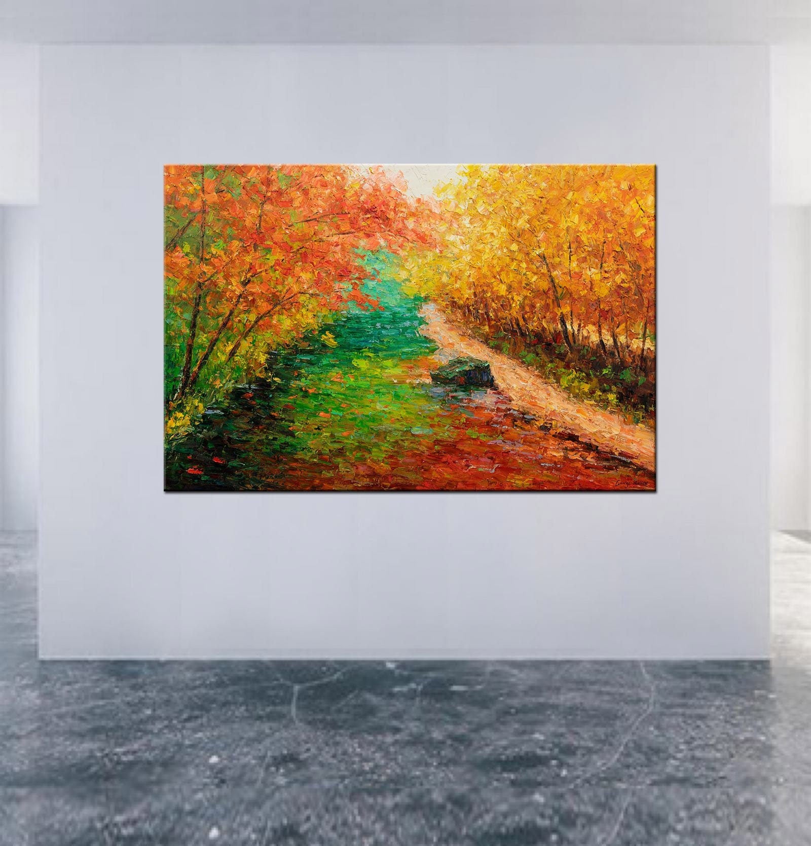 Large Oil Painting, Canvas Art, Original Art, Modern Painting, Oil Painting Landscape, Abstract Oil Painting, Autumn White Birch Forest
