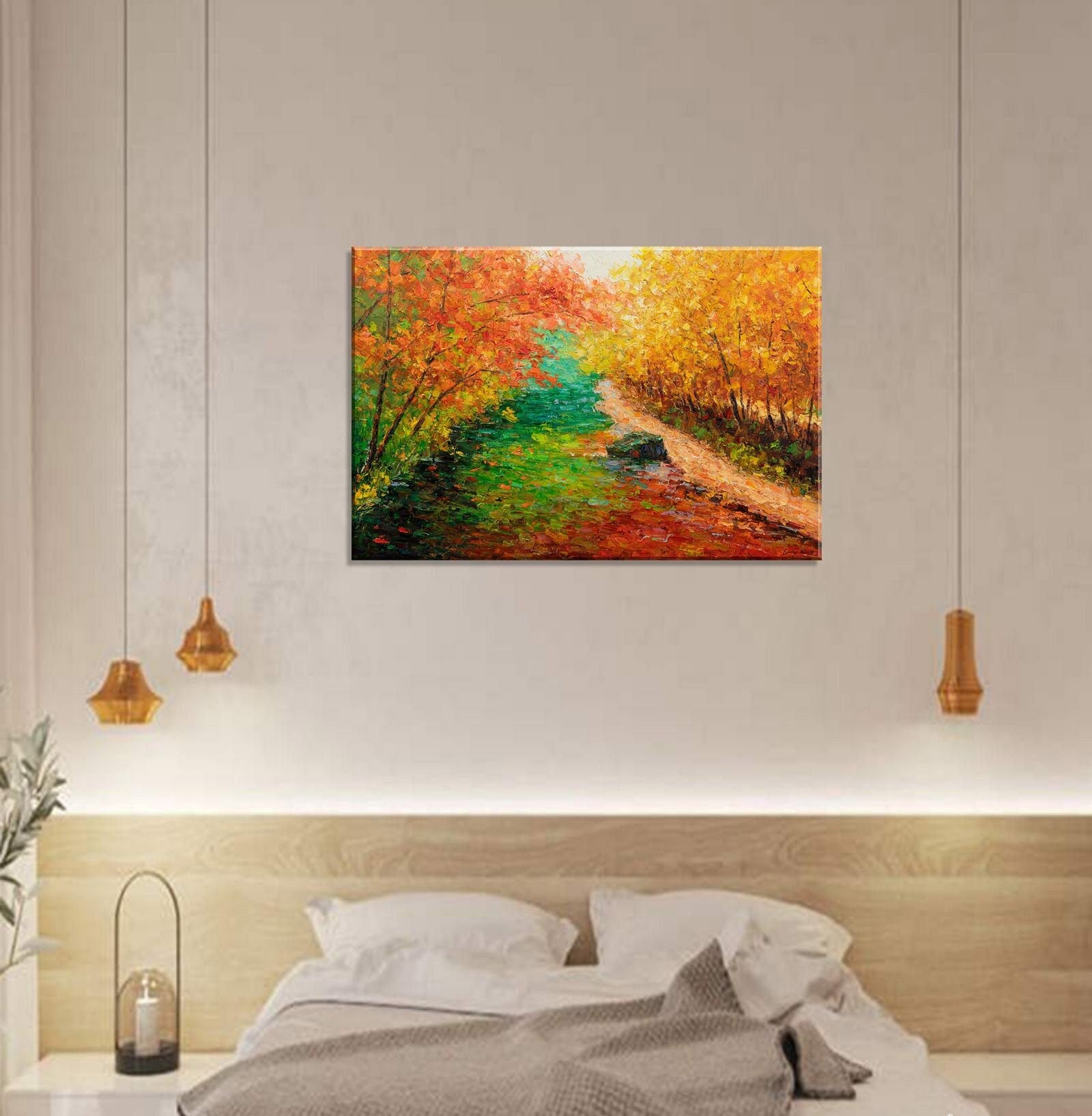 Large Oil Painting, Canvas Art, Original Art, Modern Painting, Oil Painting Landscape, Abstract Oil Painting, Autumn White Birch Forest