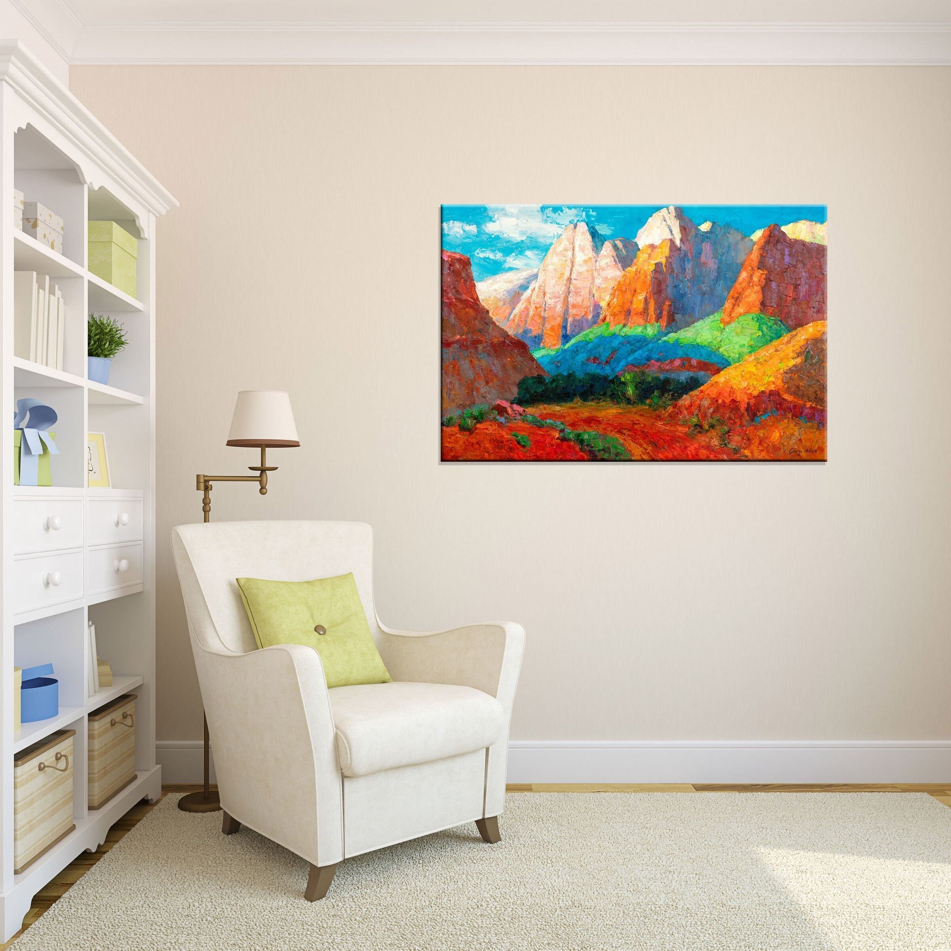 Landscape Oil Painting Spring Mountains, Modern Art, Abstract Canvas Art, Large Abstract Painting, Abstract Oil Painting, Original Painting
