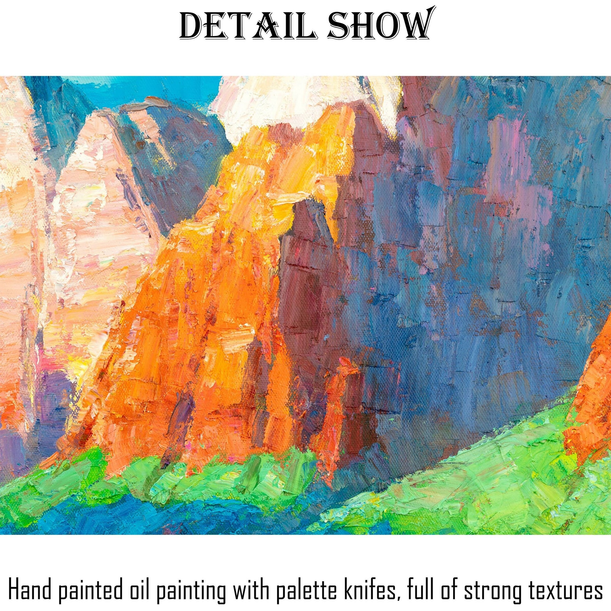 Landscape Oil Painting Spring Mountains, Modern Art, Abstract Canvas Art, Large Abstract Painting, Abstract Oil Painting, Original Painting