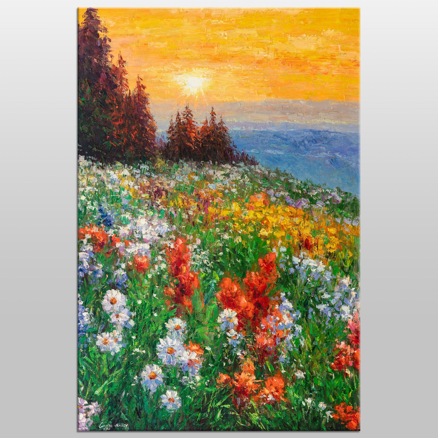 Original Artwork, Large Landscape Painting, Spring Field Wild Flowers, Modern Painting, Oil Painting Abstract, Wall Hanging, Large Painting