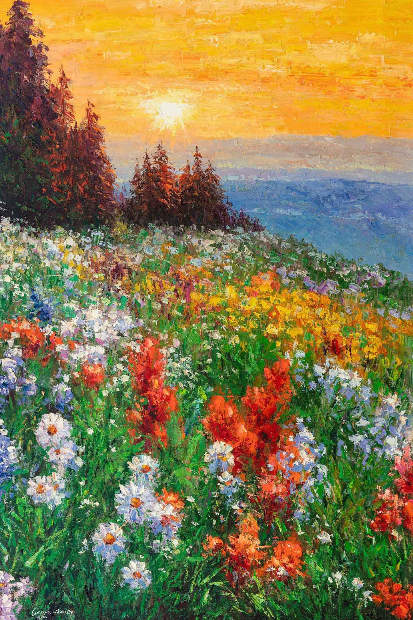 Original Artwork, Large Landscape Painting, Spring Field Wild Flowers, Modern Painting, Oil Painting Abstract, Wall Hanging, Large Painting