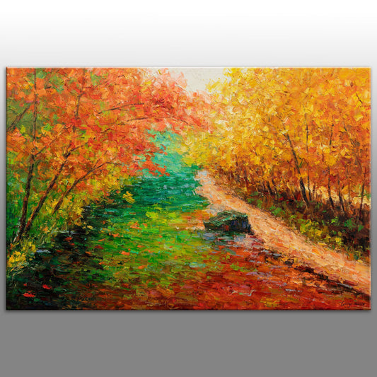 Large Oil Painting, Canvas Art, Original Art, Modern Painting, Oil Painting Landscape, Abstract Oil Painting, Autumn White Birch Forest