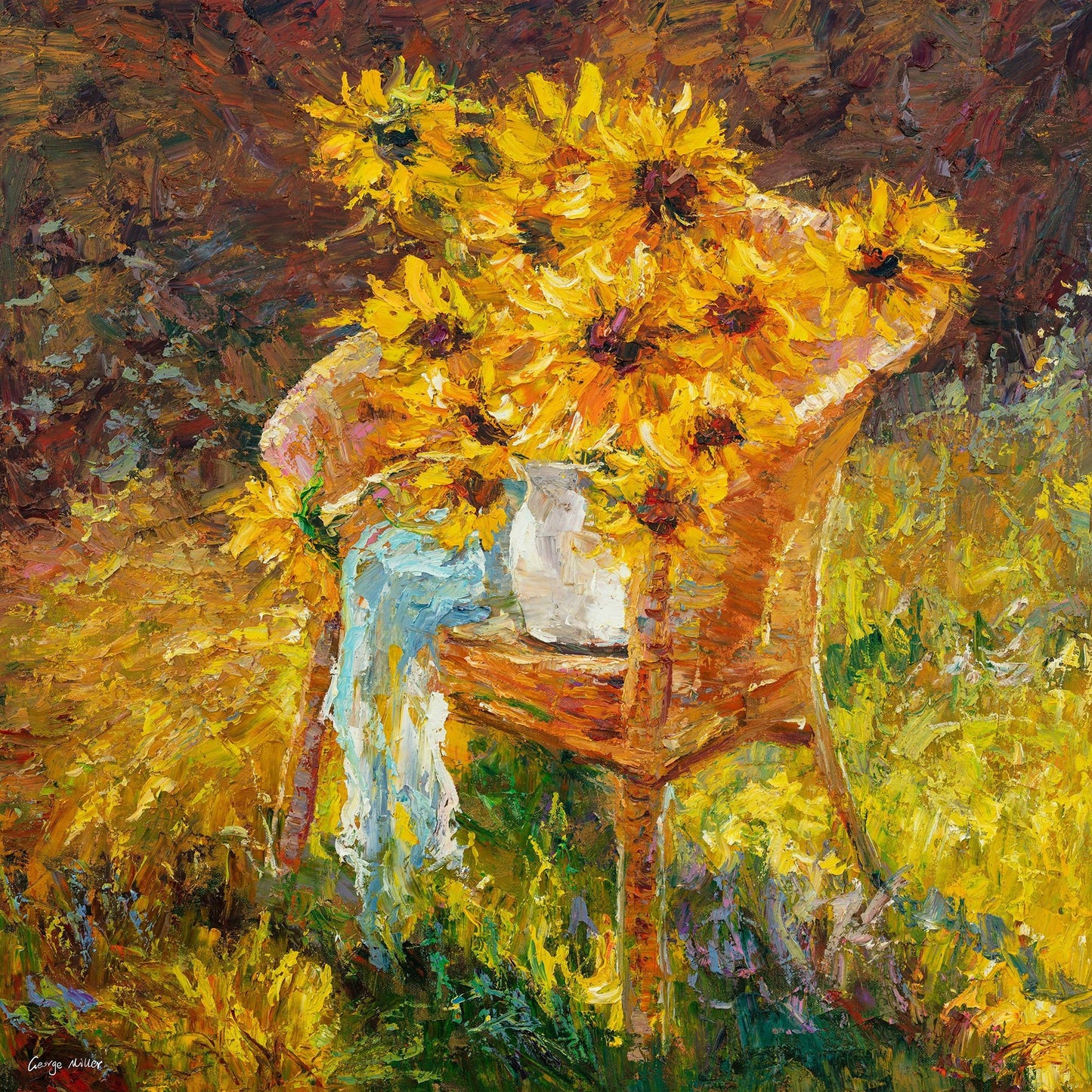 Flower Painting Sunflowers, Abstract Painting, Original Art, Palette Knife Painting, Oil Painting, Abstract Flower Painting, Rustic Wall