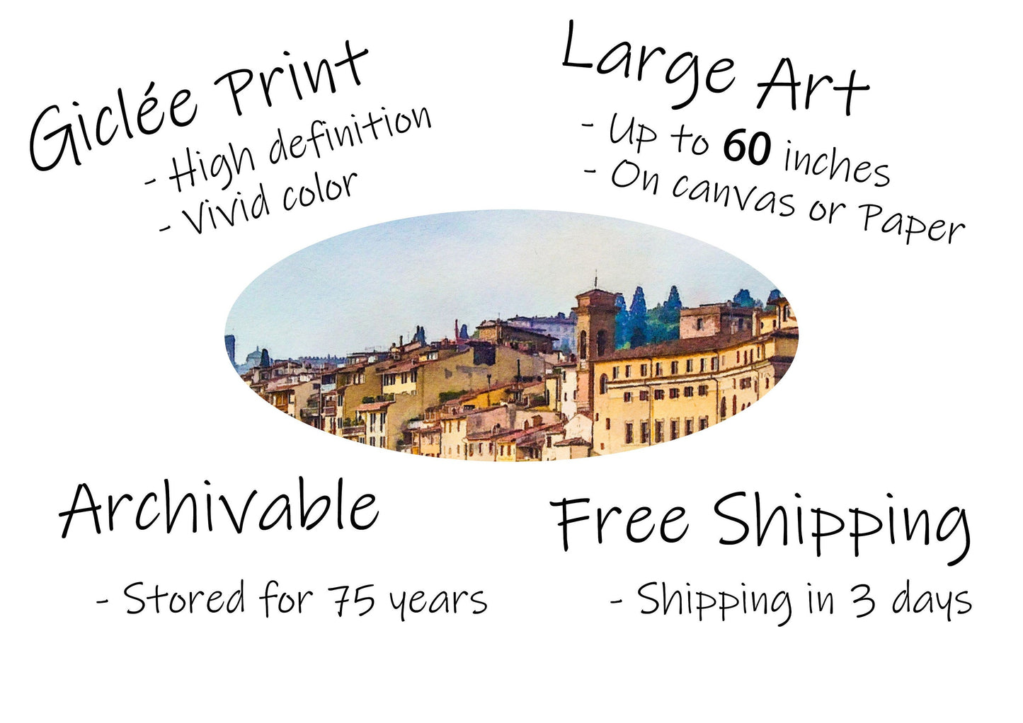 Watercolor Florence Italy Cityscape Giclée Print, Prints For Wall Art, Abstract Wall Art, Art Print, Artwork And Prints For Walls Modern Art