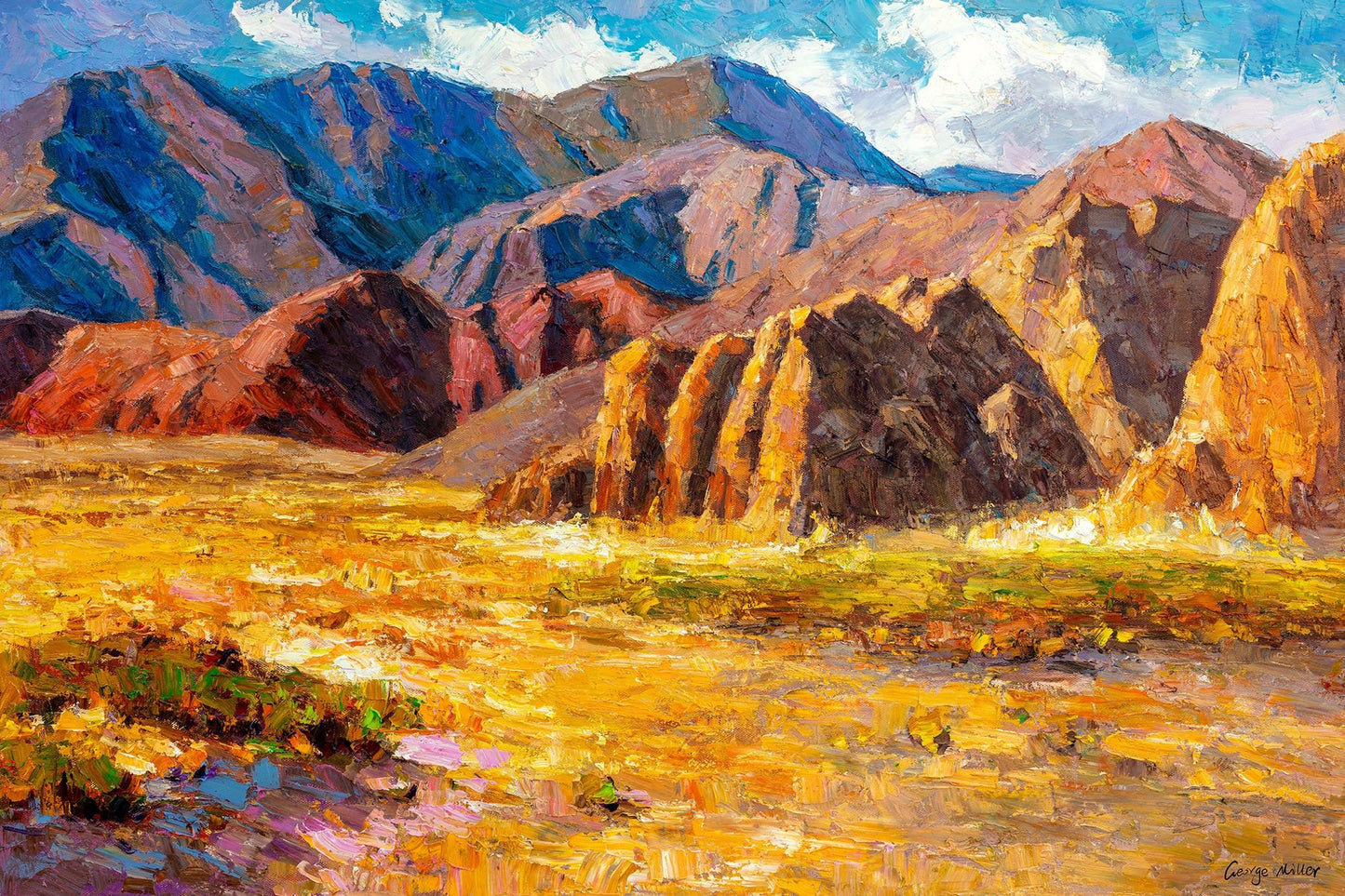 Original Mountain Painting for Home Decor, Landscape Painting, Oil Painting, Original Artwork, Handmade Art, Beige Original Painting