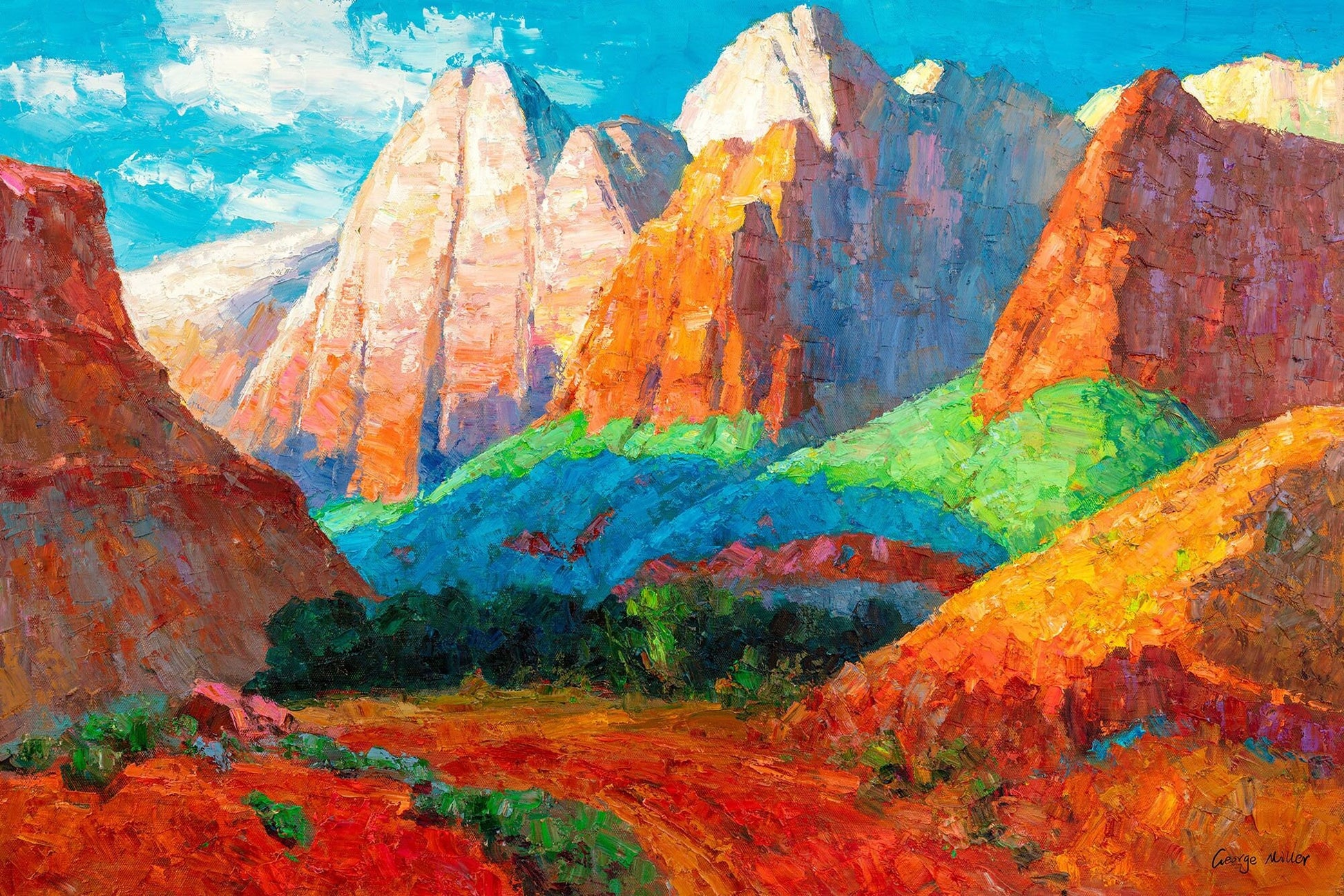 Landscape Oil Painting Spring Mountains, Modern Art, Abstract Canvas Art, Large Abstract Painting, Abstract Oil Painting, Original Painting