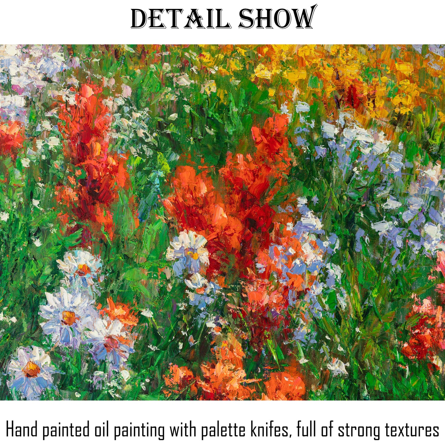 Original Artwork, Large Landscape Painting, Spring Field Wild Flowers, Modern Painting, Oil Painting Abstract, Wall Hanging, Large Painting