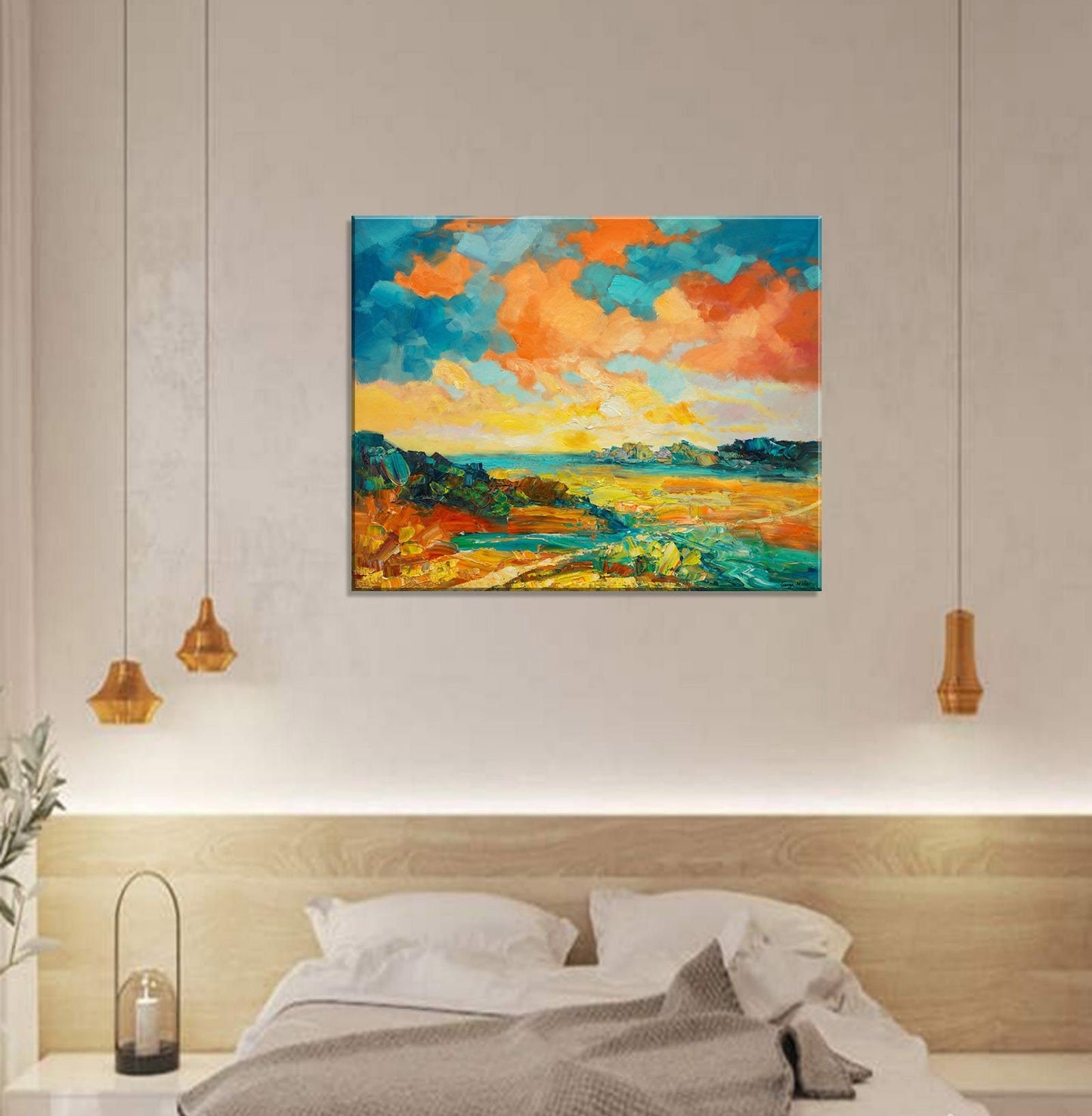 Autumn Landscape Oil Painting, Kitchen Wall Art, Canvas Painting, Canvas Wall Decor, Original Landscape Painting, Palette Knife Painting