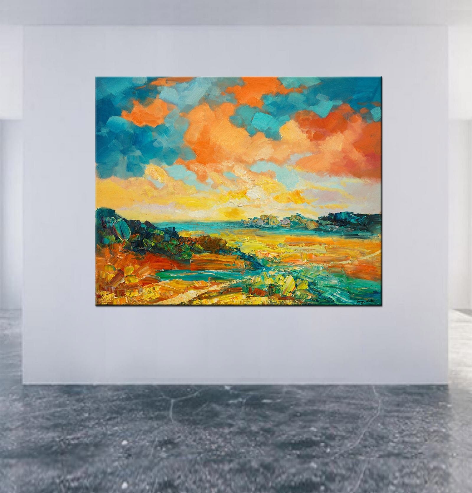 Autumn Landscape Oil Painting, Kitchen Wall Art, Canvas Painting, Canvas Wall Decor, Original Landscape Painting, Palette Knife Painting
