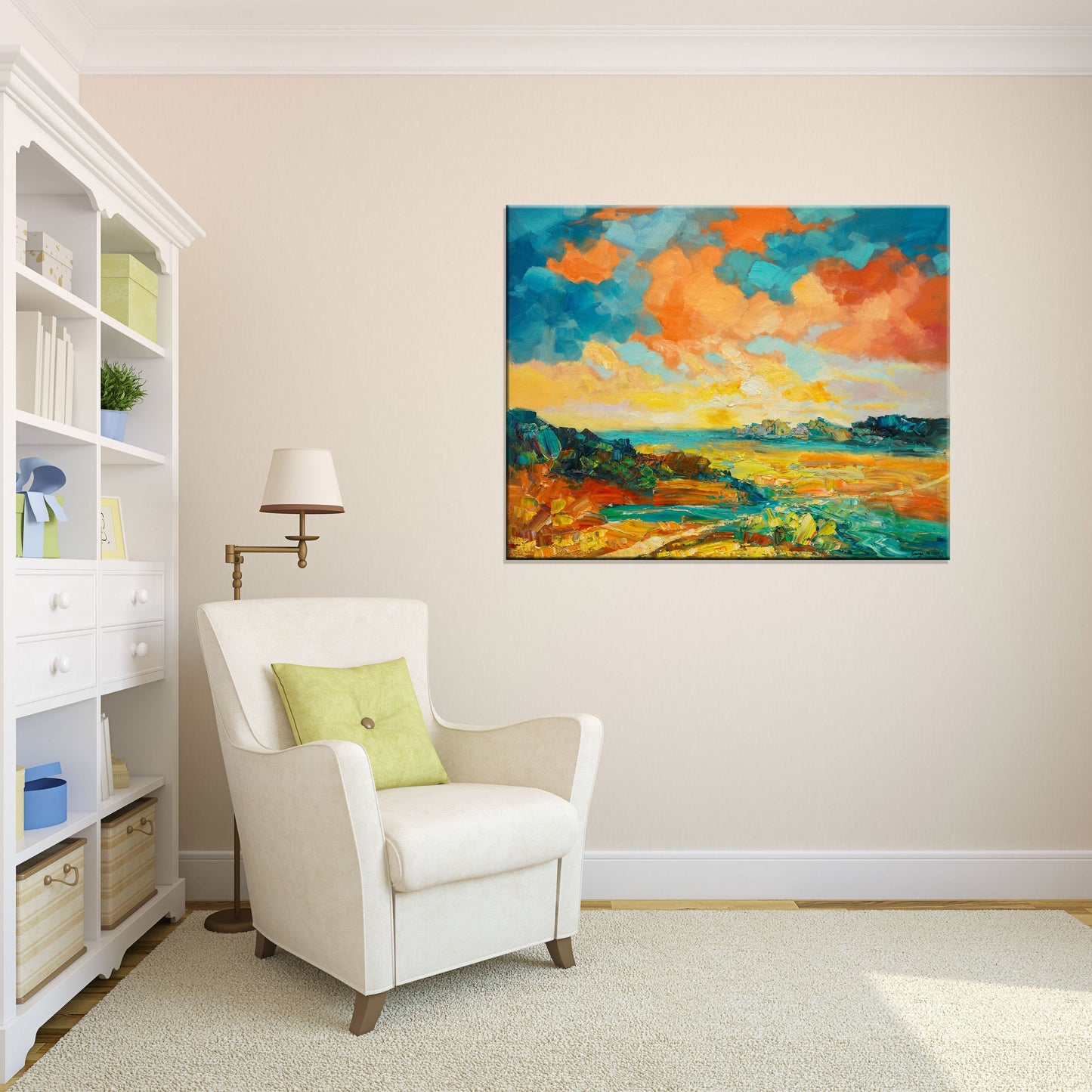 Autumn Landscape Oil Painting, Kitchen Wall Art, Canvas Painting, Canvas Wall Decor, Original Landscape Painting, Palette Knife Painting