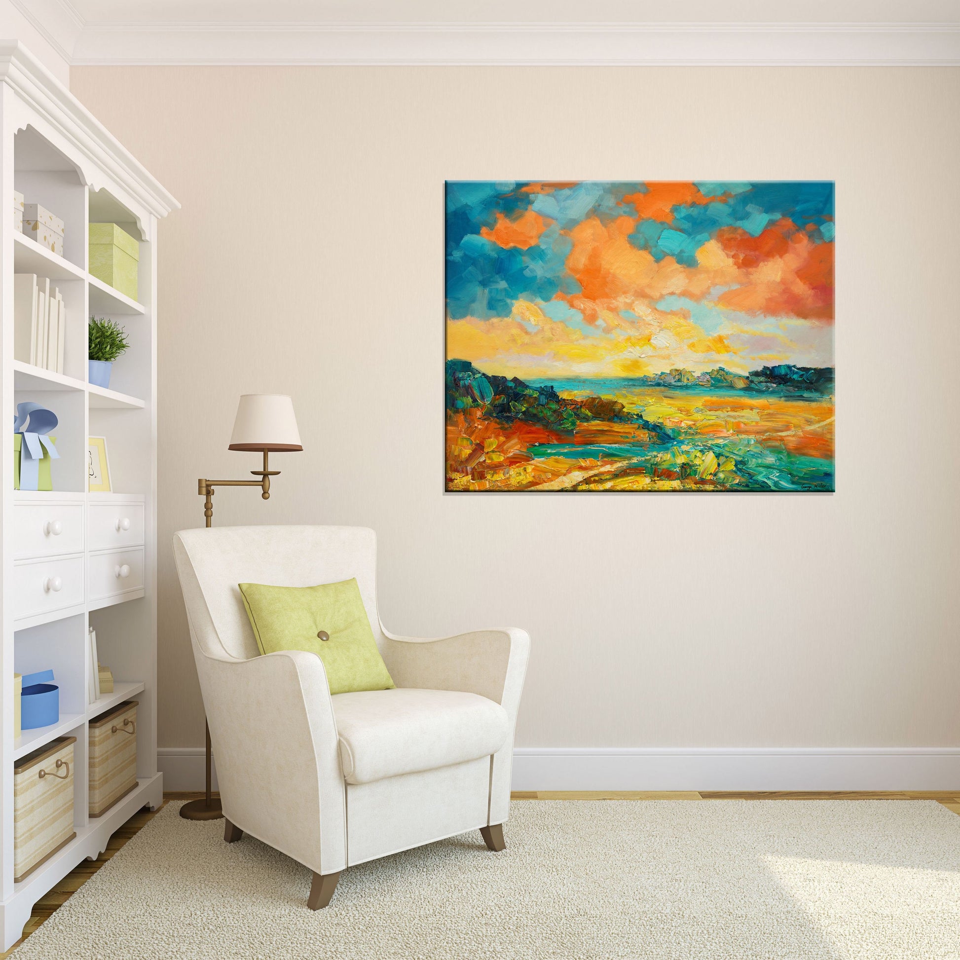 Autumn Landscape Oil Painting, Kitchen Wall Art, Canvas Painting, Canvas Wall Decor, Original Landscape Painting, Palette Knife Painting