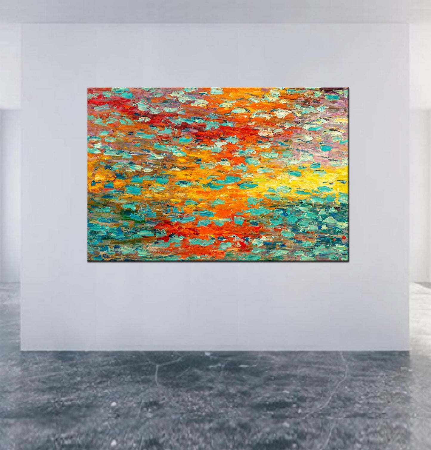 Abstract Art, Abstract Canvas Art, Waterlily Pond, Original Abstract Art, Modern Painting, Large Canvas Painting, Landscape Oil Painting