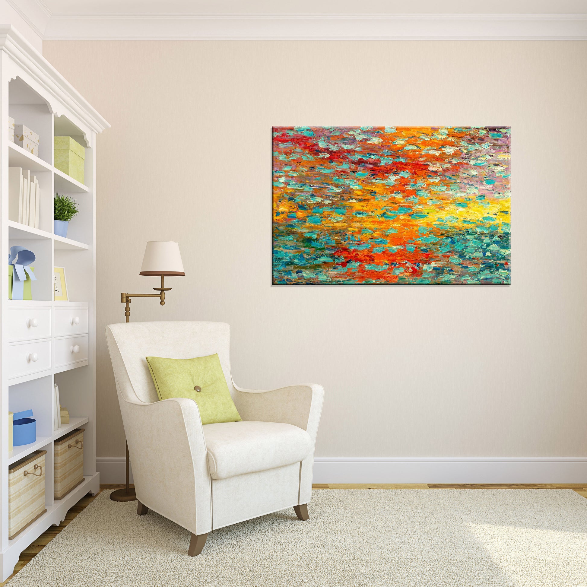 Abstract Art, Abstract Canvas Art, Waterlily Pond, Original Abstract Art, Modern Painting, Large Canvas Painting, Landscape Oil Painting