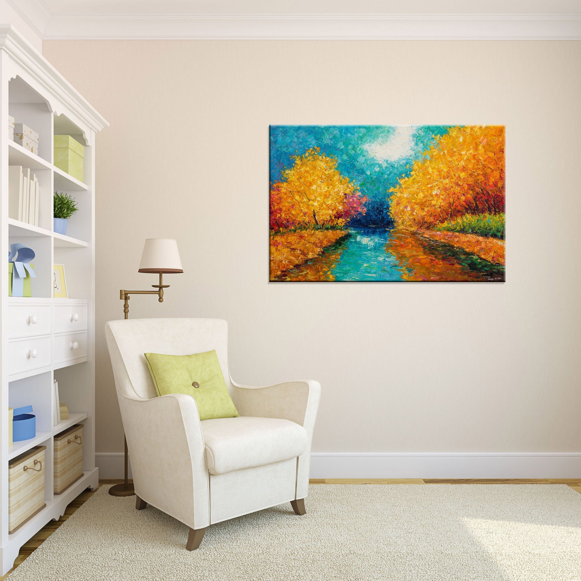 Large Landscape Painting, Original Oil Painting, Canvas Art, Modern Art, Large Art, Spring Moutain Woods, Oil Painting Abstract, Wall Art