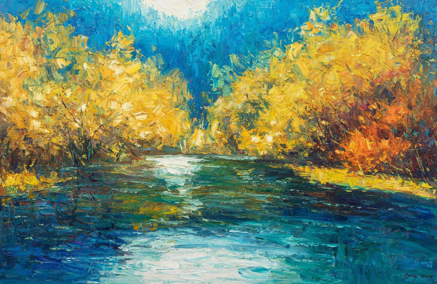 Large Landscape Painting, Original Abstract Art, Large Canvas Art, Canvas Wall Decor, Knife Art, Contemporary Painting, Autumn Forest Yellow