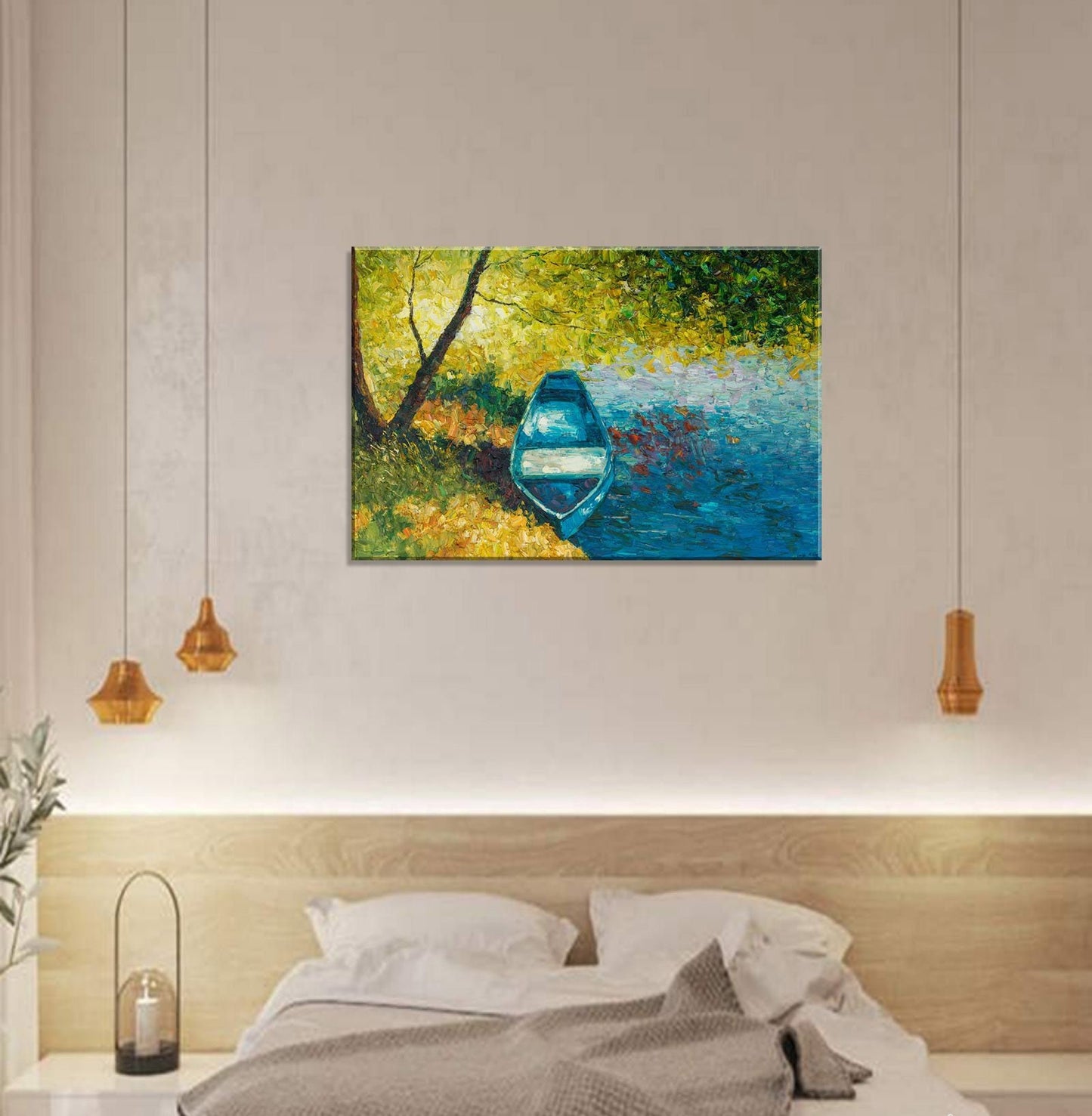Oil Painting, Original Painting, Fishing Boat, Seascape Painting, Modern Art, Contemporary Art, Palette Knife Oil Painting, Modern Art
