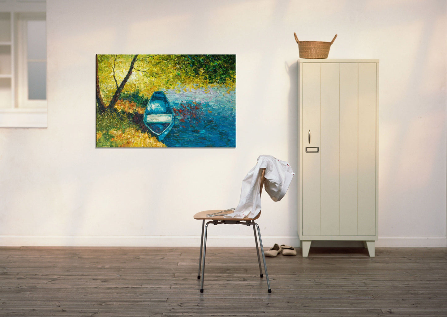 Oil Painting, Original Painting, Fishing Boat, Seascape Painting, Modern Art, Contemporary Art, Palette Knife Oil Painting, Modern Art