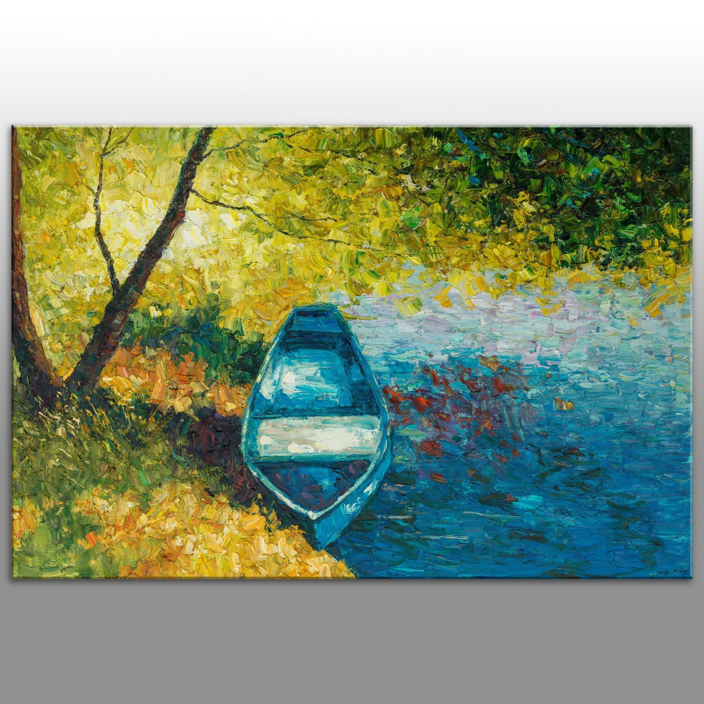 Oil Painting, Original Painting, Fishing Boat, Seascape Painting, Modern Art, Contemporary Art, Palette Knife Oil Painting, Modern Art