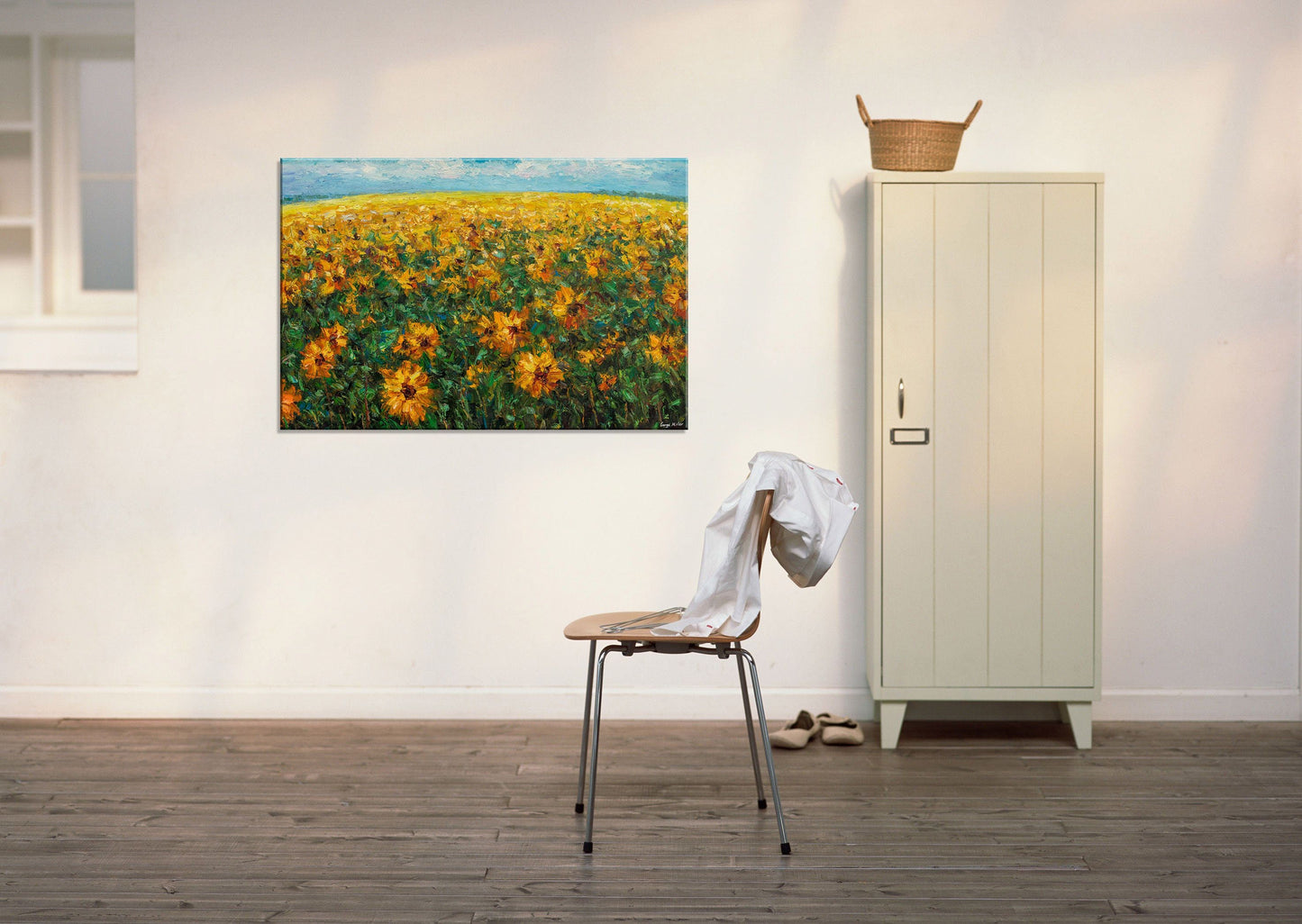 Landscape Painting Tuscany Sunflower Fields, Abstract Landscape Painting, Canvas Art, Wall Art, Contemporary Painting, Canvas Art