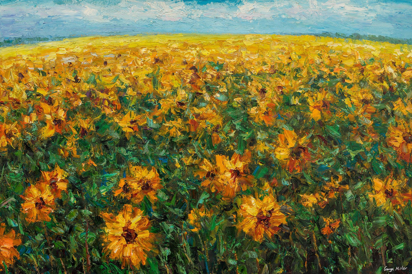 Landscape Painting Tuscany Sunflower Fields, Abstract Landscape Painting, Canvas Art, Wall Art, Contemporary Painting, Canvas Art