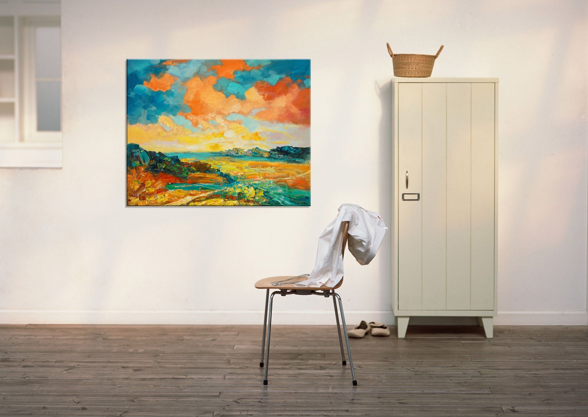 Autumn Landscape Oil Painting, Kitchen Wall Art, Canvas Painting, Canvas Wall Decor, Original Landscape Painting, Palette Knife Painting