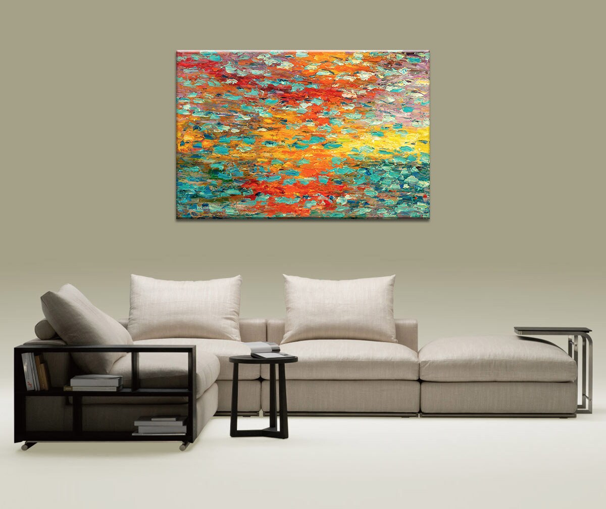 Abstract Art, Abstract Canvas Art, Waterlily Pond, Original Abstract Art, Modern Painting, Large Canvas Painting, Landscape Oil Painting