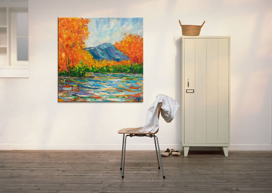 Oil Painting,  Landscape Painting, Large Art, Large Canvas Wall Art,  Palette Knife Painting, Original Oil Painting, Autumn Oil Painting