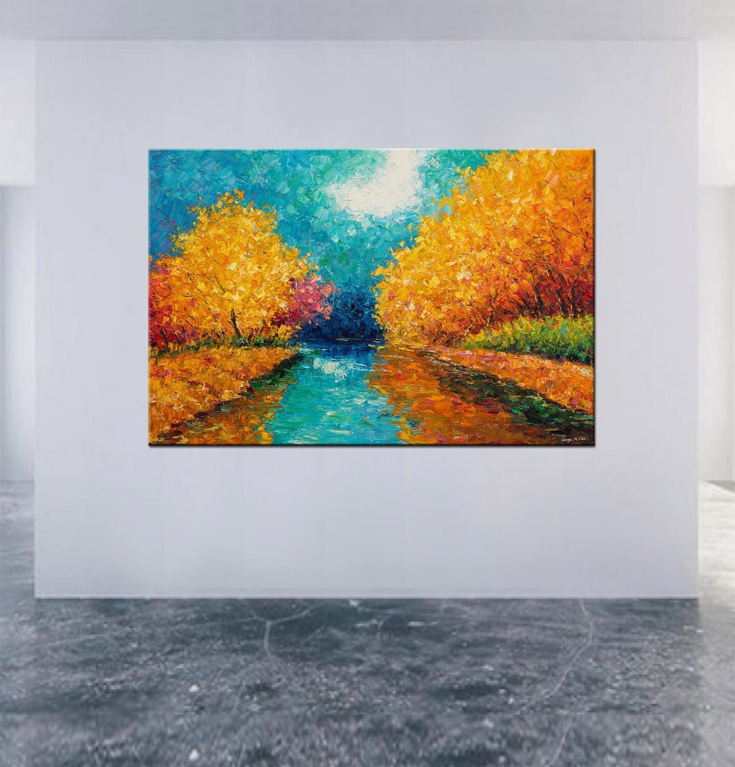 Large Landscape Painting, Original Oil Painting, Canvas Art, Modern Art, Large Art, Spring Moutain Woods, Oil Painting Abstract, Wall Art