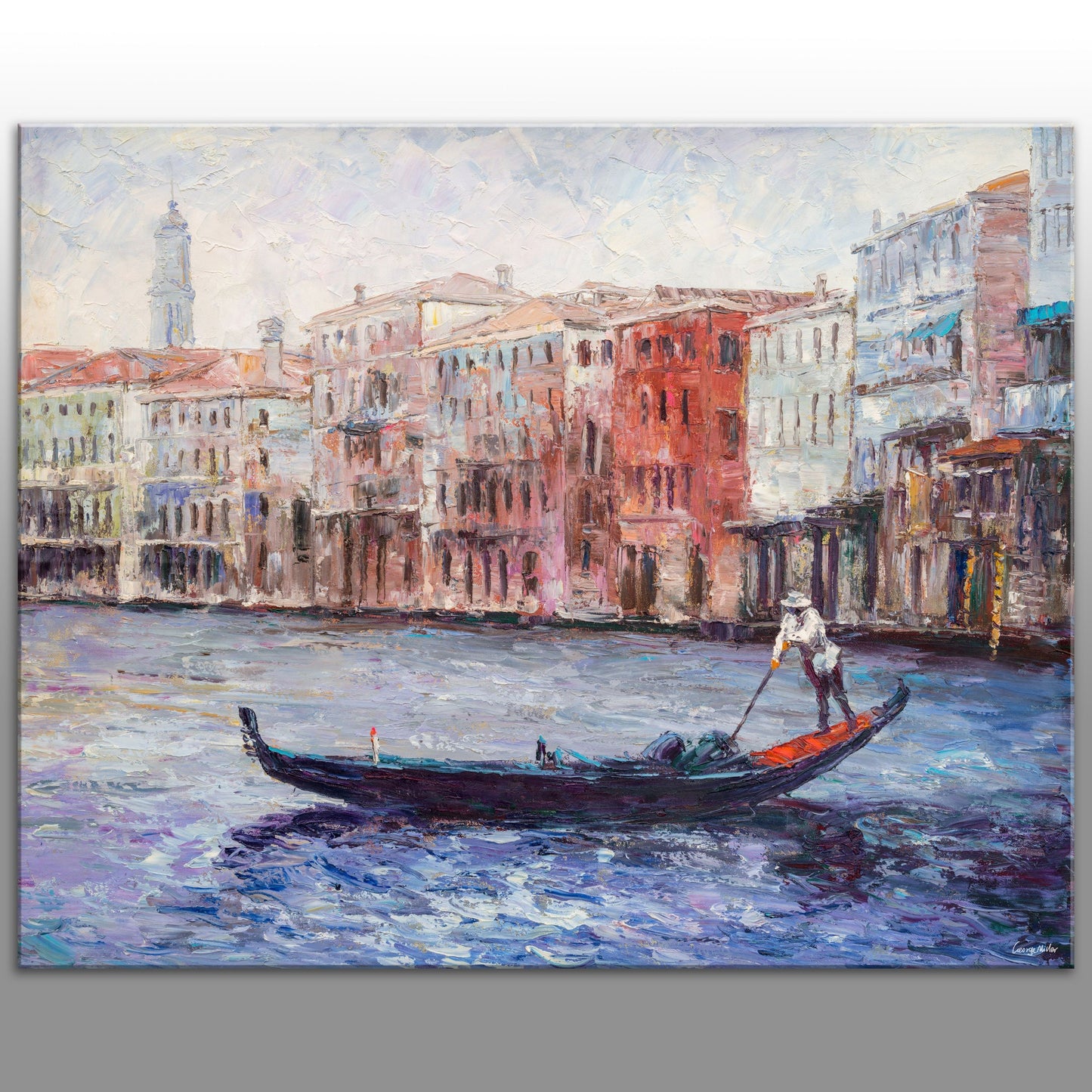 Oil Painting, Palette Knife Painting, Seascape, Venice Gondola Oil Painting, Original Abstract Art, Modern Painting, Large Wall Decor, Art