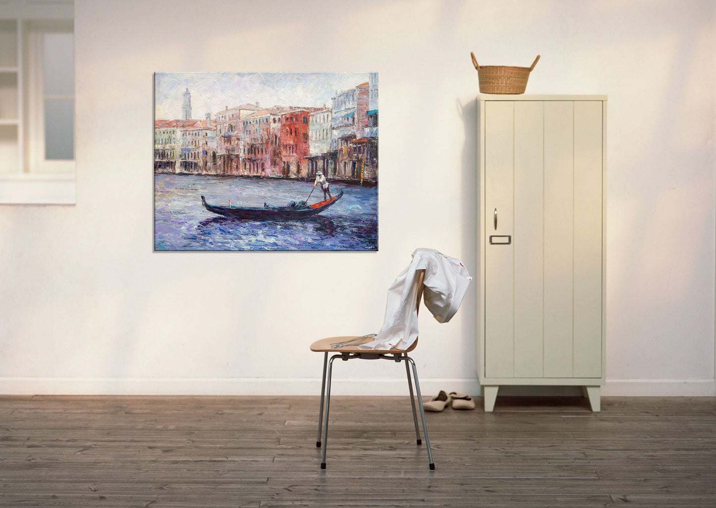 Oil Painting, Palette Knife Painting, Seascape, Venice Gondola Oil Painting, Original Abstract Art, Modern Painting, Large Wall Decor, Art