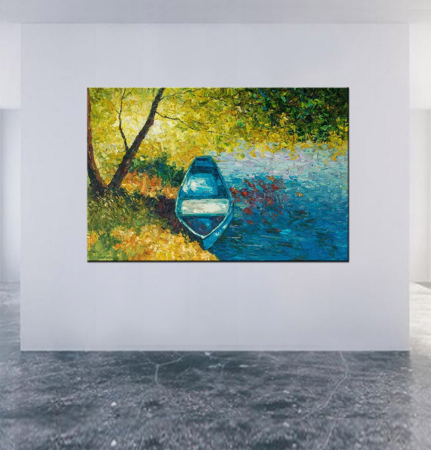 Oil Painting, Original Painting, Fishing Boat, Seascape Painting, Modern Art, Contemporary Art, Palette Knife Oil Painting, Modern Art