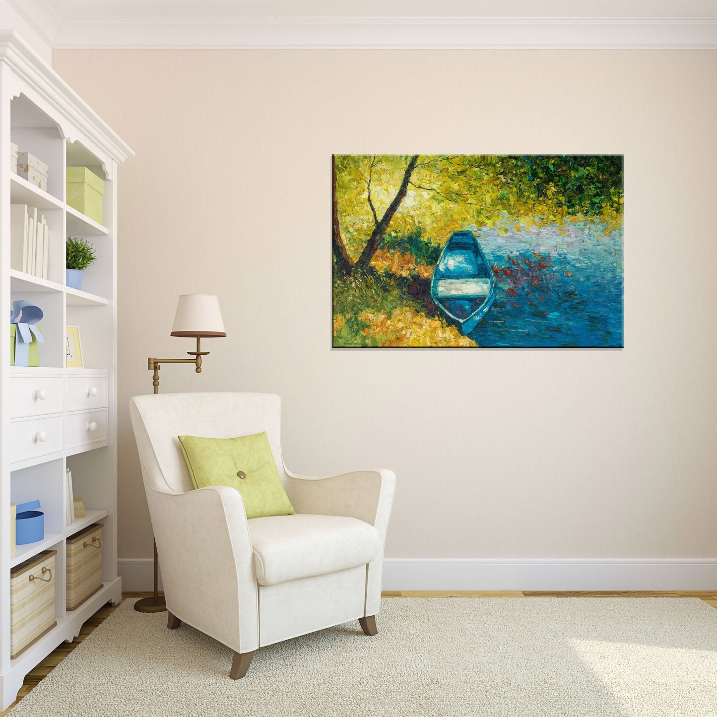 Oil Painting, Original Painting, Fishing Boat, Seascape Painting, Modern Art, Contemporary Art, Palette Knife Oil Painting, Modern Art