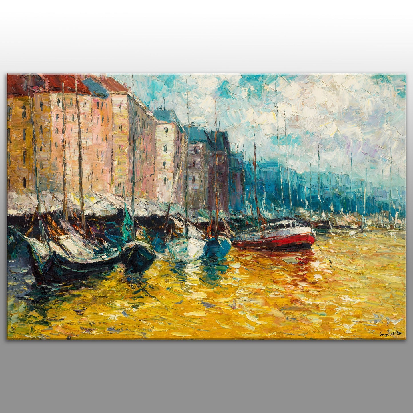 Venice Oil Painting, Gondola, Landscape Painting, Modern Painting, Wall Art, Large Canvas Art, Painting Abstract, Palette Knife Painting