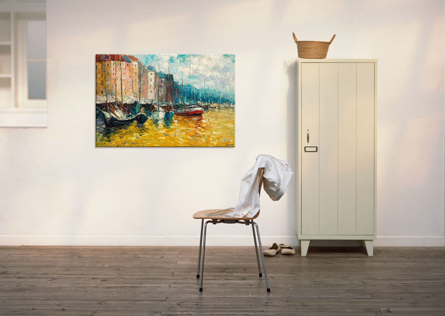 Venice Oil Painting, Gondola, Landscape Painting, Modern Painting, Wall Art, Large Canvas Art, Painting Abstract, Palette Knife Painting