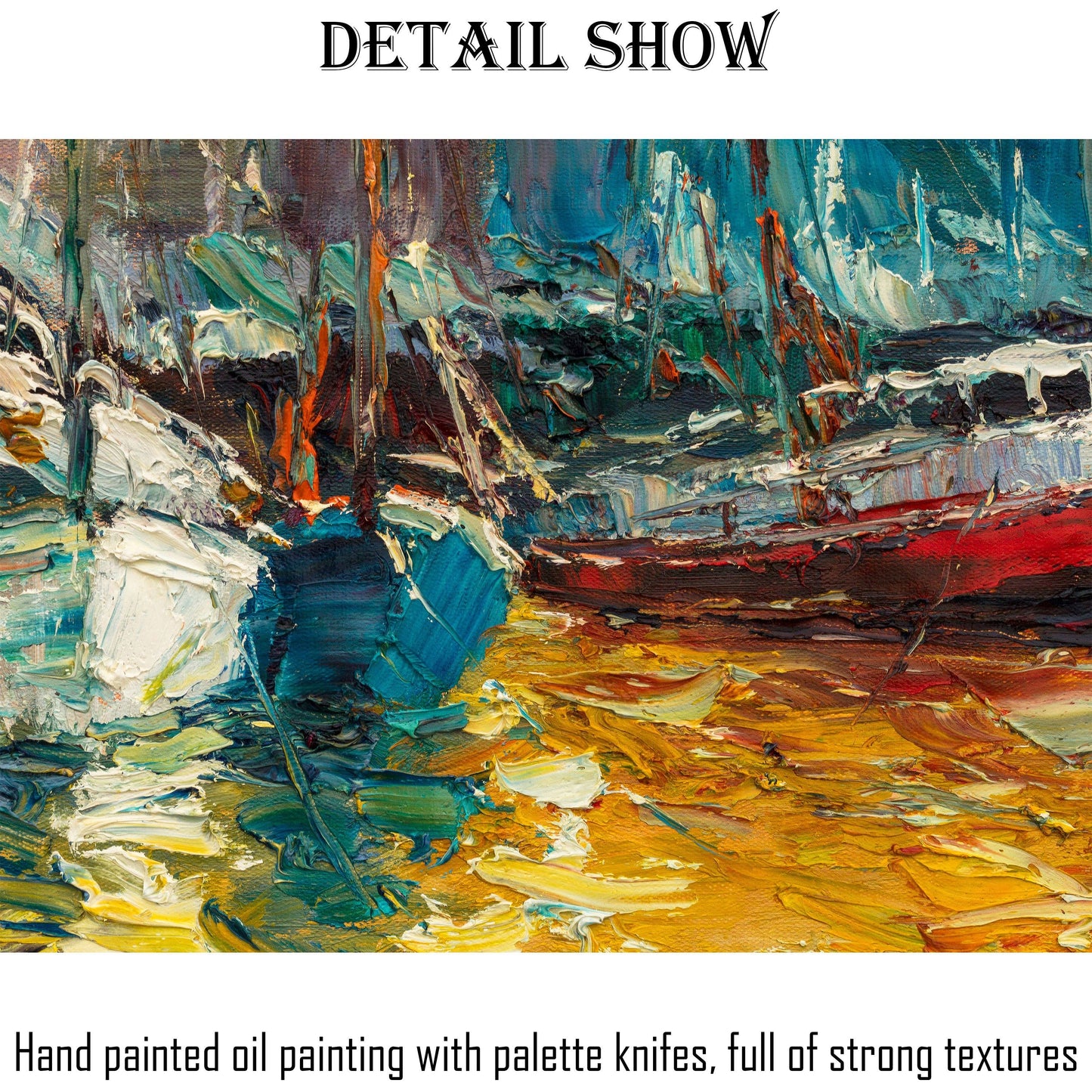 Venice Oil Painting, Gondola, Landscape Painting, Modern Painting, Wall Art, Large Canvas Art, Painting Abstract, Palette Knife Painting