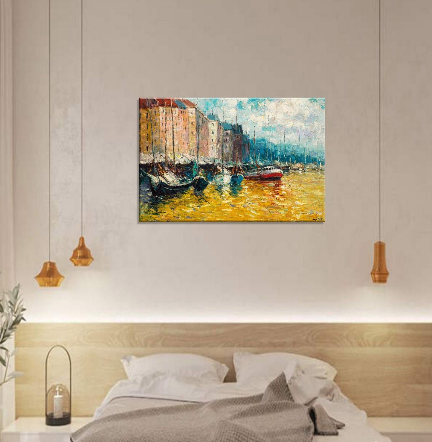 Venice Oil Painting, Gondola, Landscape Painting, Modern Painting, Wall Art, Large Canvas Art, Painting Abstract, Palette Knife Painting