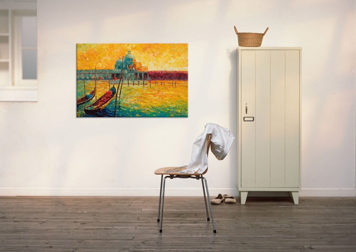 Italian Venice Gondola Oil Painting Seascape, Large Oil Painting, Abstract Canvas Art, Living Room Art, Rustic Decor, Oil Painting Landscape