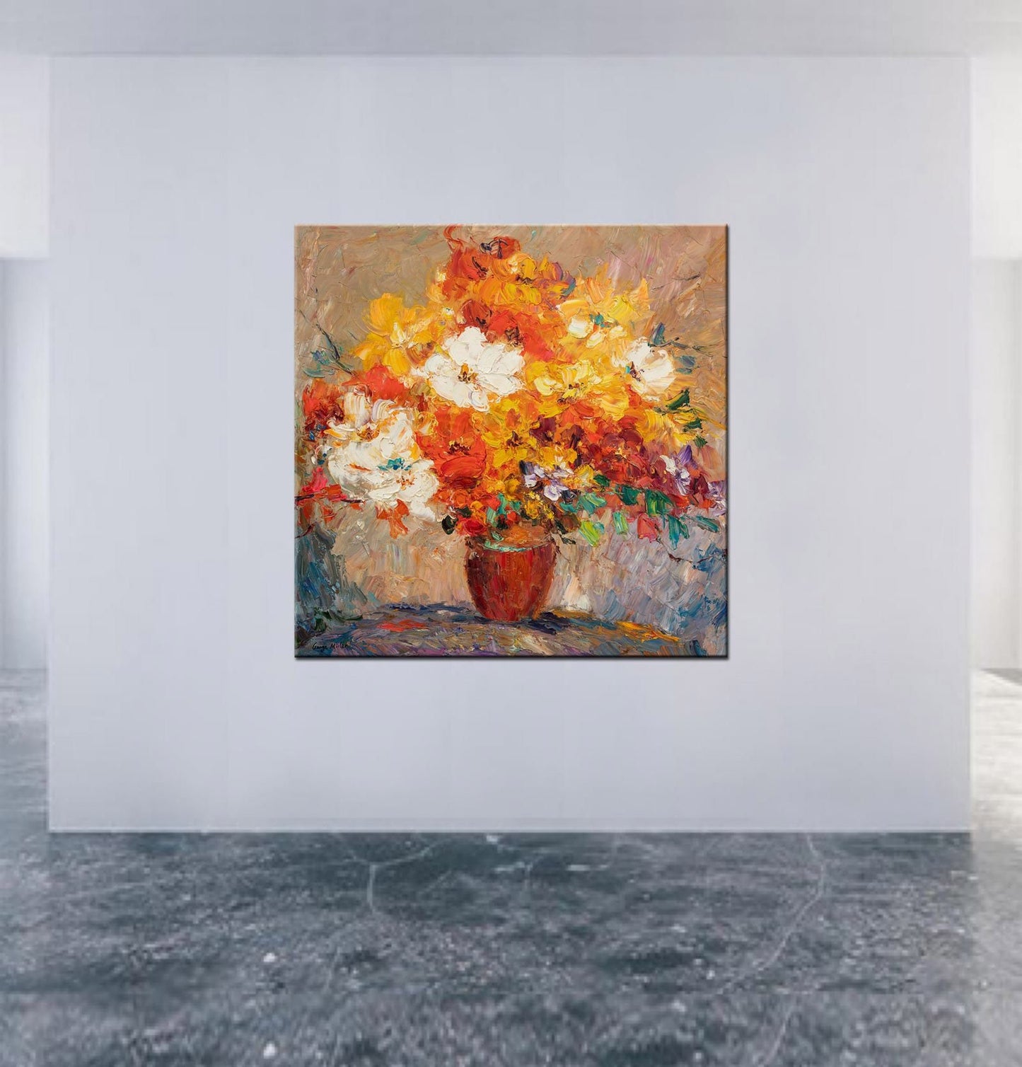 Large Canvas Painting, Flower Painting, Modern Painting, Oil Painting Original, Abstract Art, Bedroom Decor, Modern Wall Art, Palette Knife