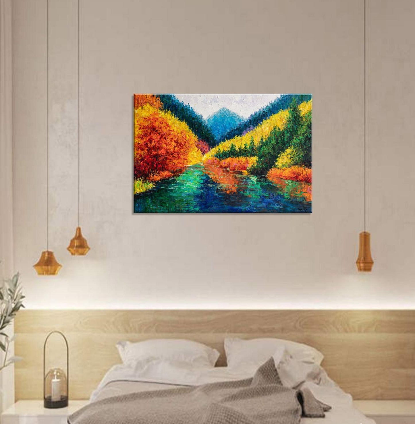 Oil Painting Autumn, Landscape Painting, Large Art, Abstract Art, Wall Art, Canvas Art, Palette Knife Painting, Large Canvas Wall Art