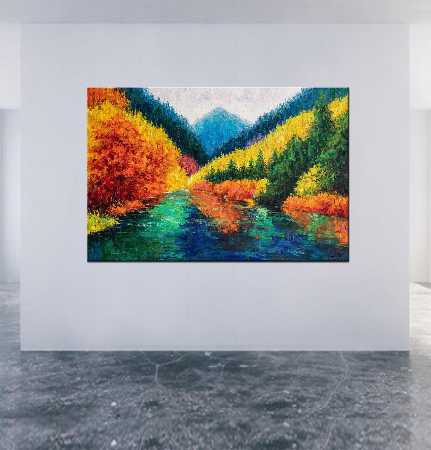 Oil Painting Autumn, Landscape Painting, Large Art, Abstract Art, Wall Art, Canvas Art, Palette Knife Painting, Large Canvas Wall Art