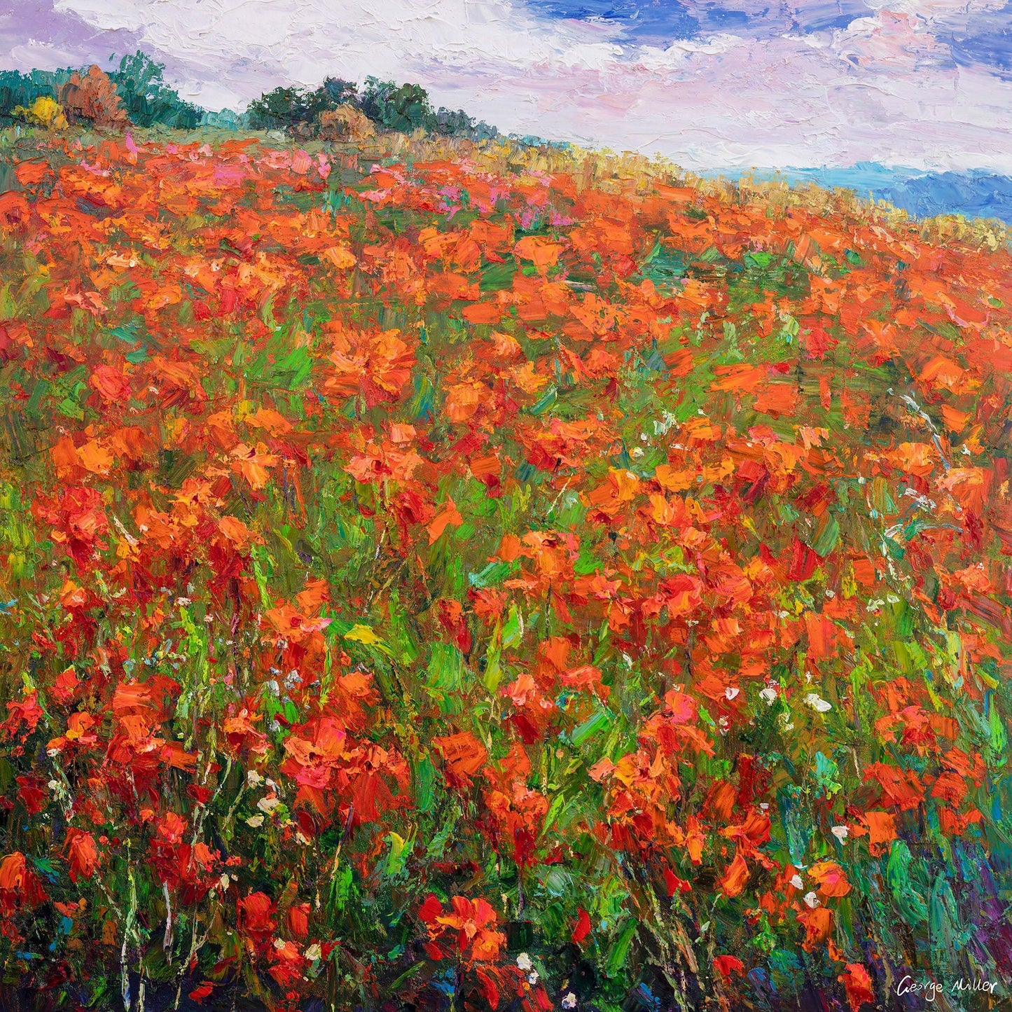 Oil Painting Landscape, Canvas Painting, Large Oil Painting, Original Abstract Painting, Abstract Painting, Flower Field at Dawn